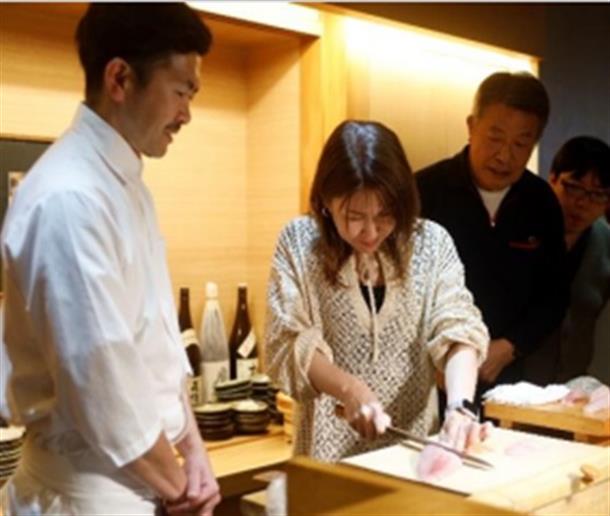 寿司ネタの切り方体験