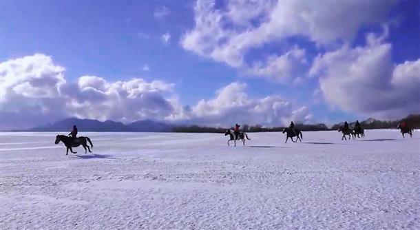 雪上乗馬で北海道体験