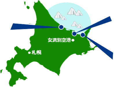 流氷マップのエリア別の地図
