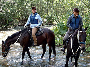 森の中を進むホーストレッキング