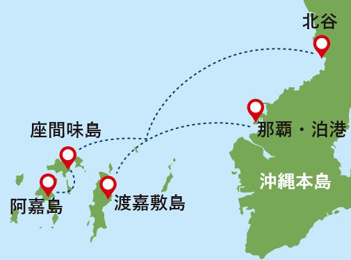 那覇から慶良間諸島へのアクセスイメージ