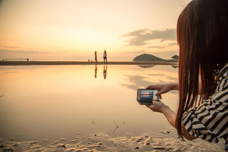 父母ヶ浜の夕陽。とってもフォトジェニック!