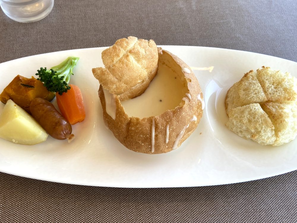 ふらのワインハウスのチーズフォンデュ