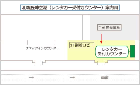 札幌丘珠空港(レンタカー送迎バス乗り場)案内図