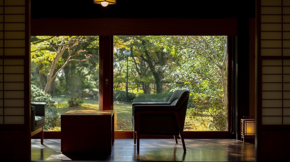 葛城北の丸_「萩殿」の和室から見える景色