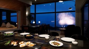 部屋から見る熱海海上花火大会