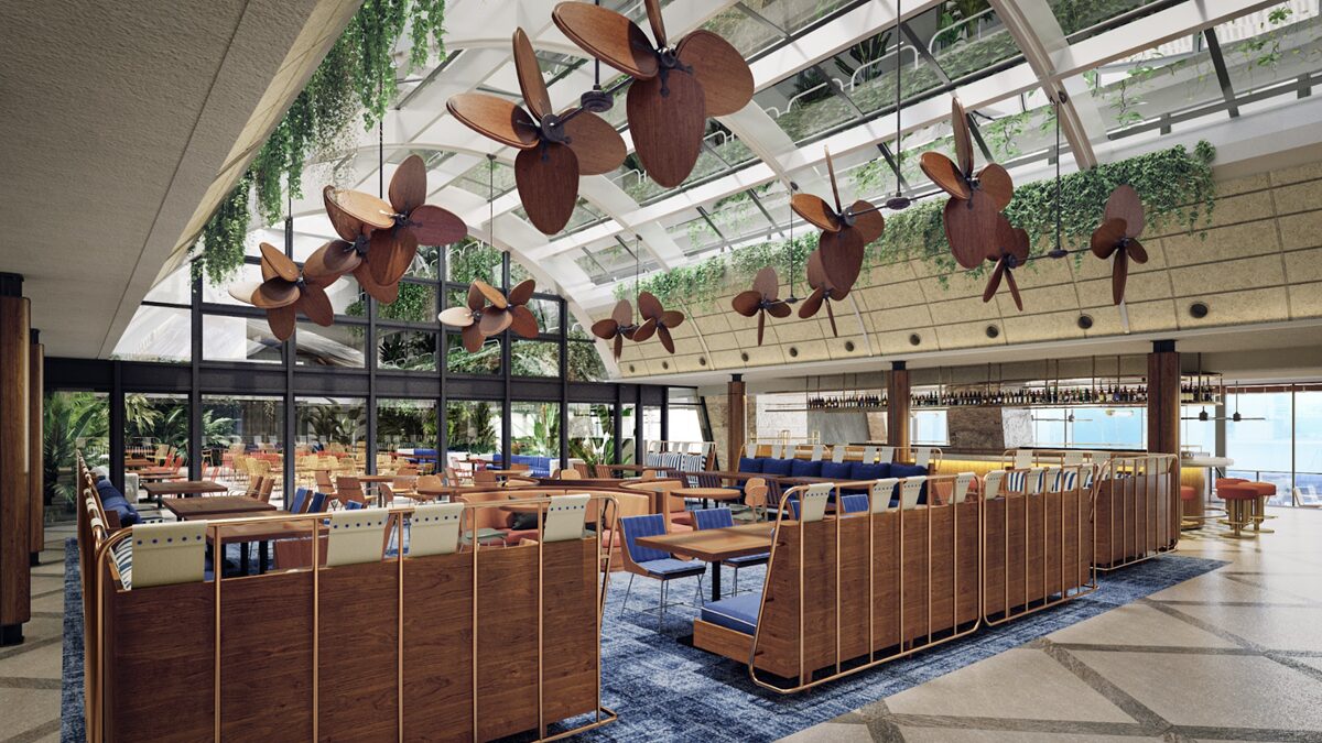 レストランの全景パース画