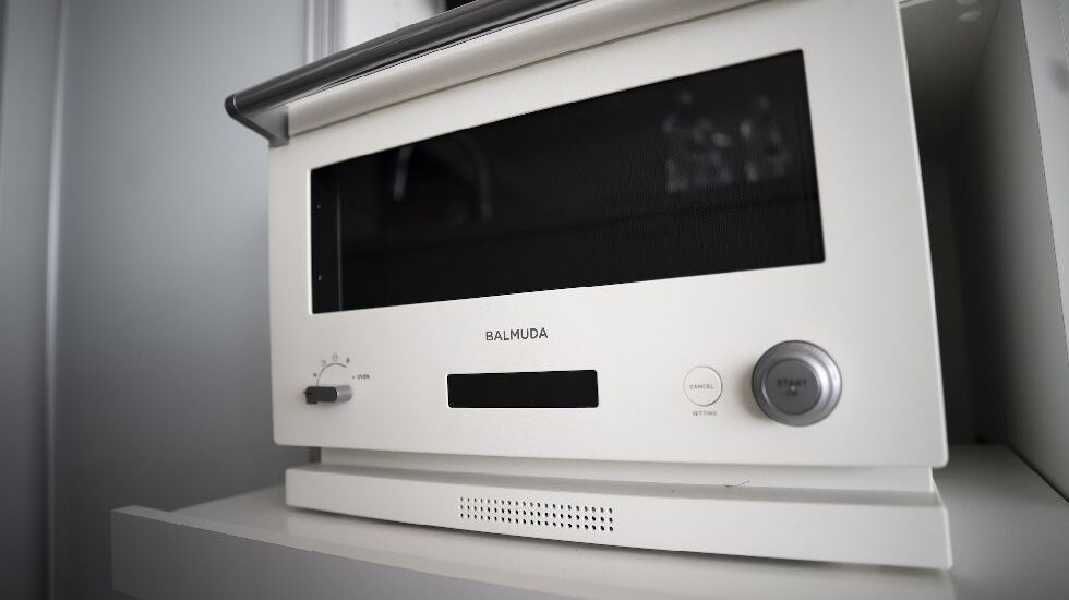 客室にはBALMUDAの電子レンジも