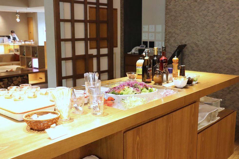 朝食のビュッフェコーナー