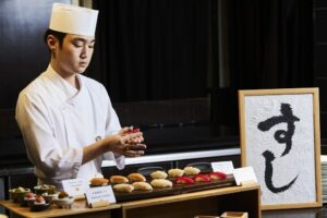 朝食ブッフェ_職人が目の前で握る寿司コーナー