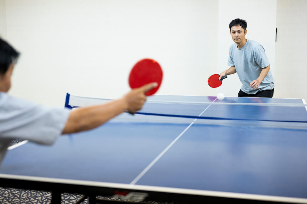 温泉後は、卓球を楽しんで