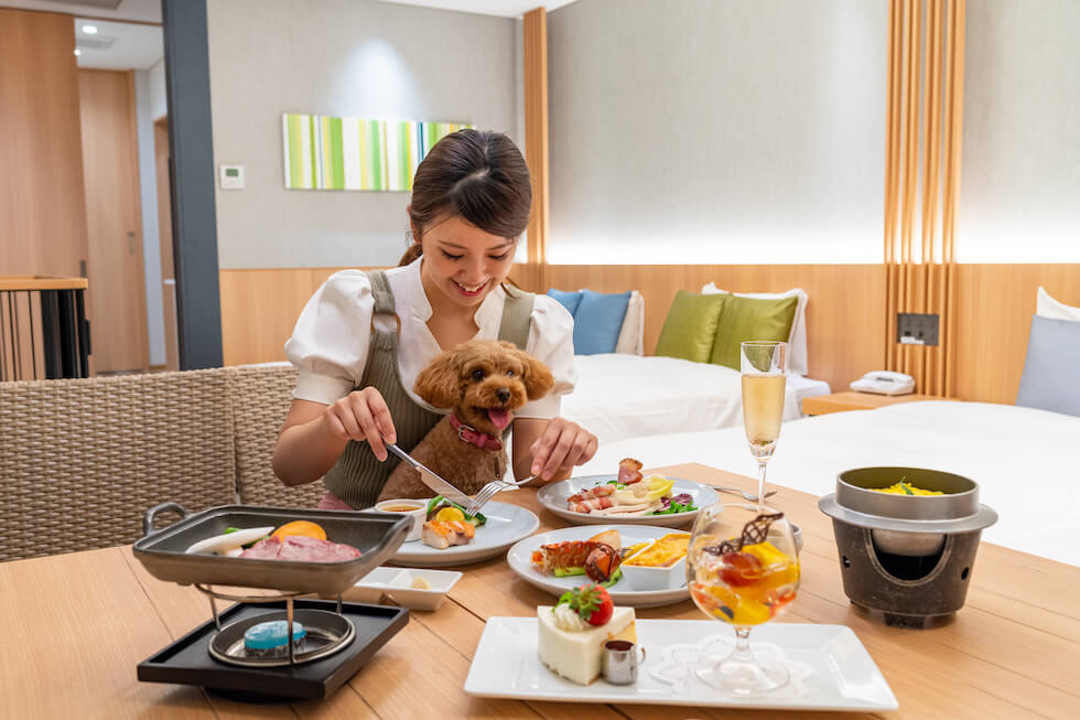 ワンちゃんとお部屋でご飯