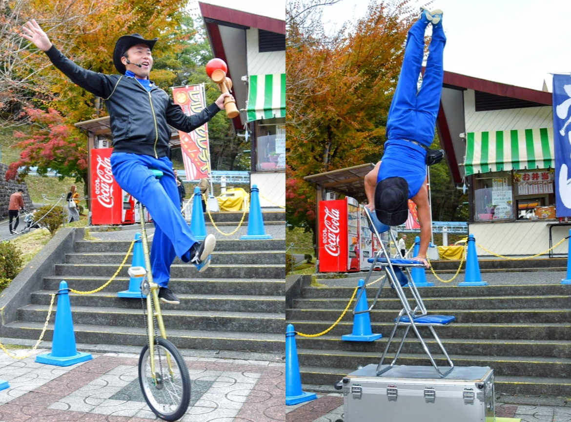 アースケア桐生が岡遊園地_大道芸人_たけちゃん_パフォーマンス