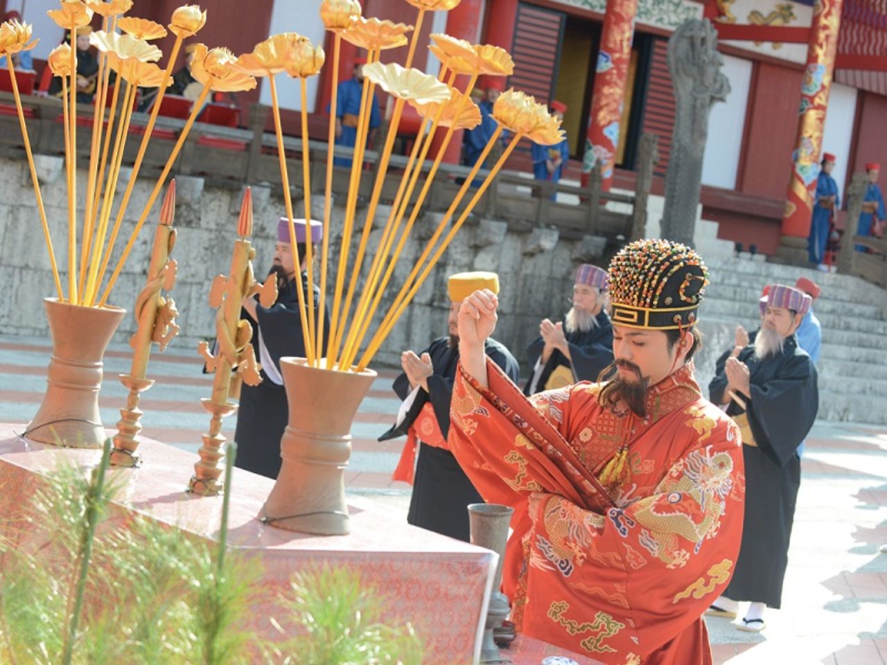 首里城で行われる新年の伝統行事