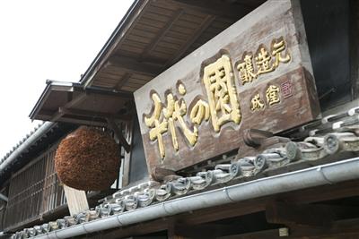 新酒の季節を告げる店先の杉玉