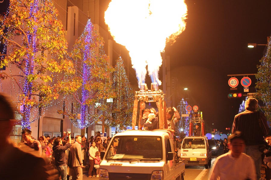 バルーンのバーナーの炎によるパフォーマンス バルーンのバーナーの炎によるパフォーマンス