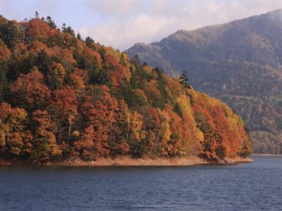 糠平湖の紅葉