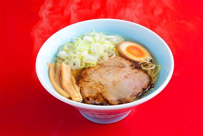丼の側面に「花道」とプリントされたオリジナルの丼