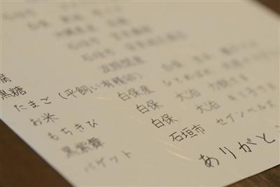 食材の産地や農家の名前も記載しているので安心だ