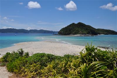 座間味島のお隣まで渡し船で10分。無人島でのんびりビーチ遊び