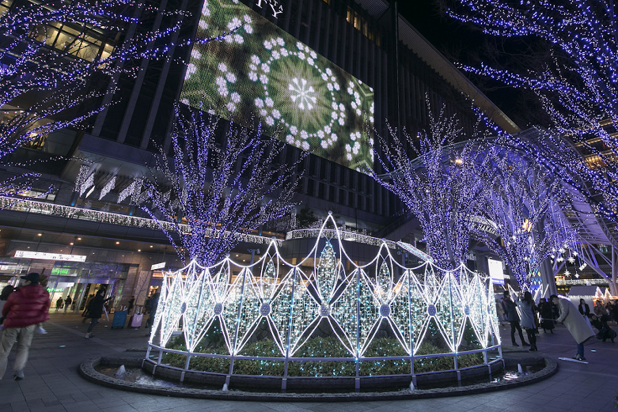 約80万球のロマンチックな光に包まれる「光の街・博多」 約80万球のロマンチックな光に包まれる「光の街・博多」