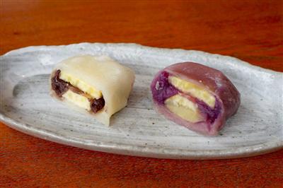 白と紫のいきなり団子