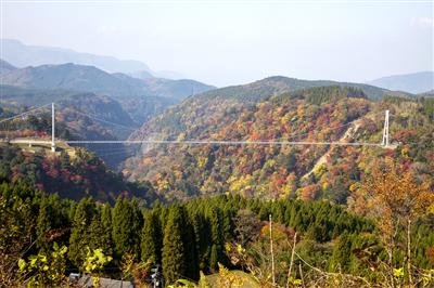 九酔渓やくじゅう連山の紅葉が堪能できます