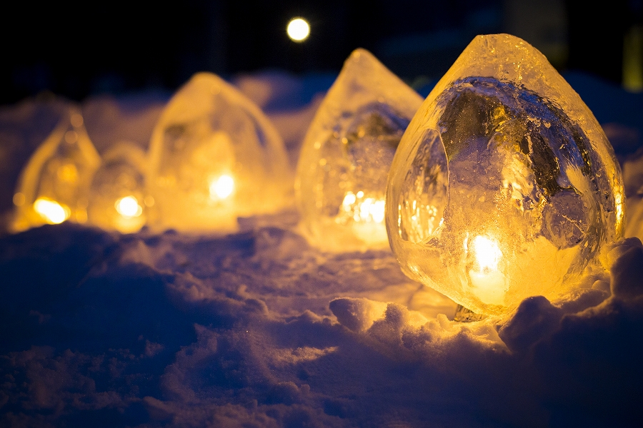 しずく型が可愛い「アイスキャンドル」 雪あかりの祭典
