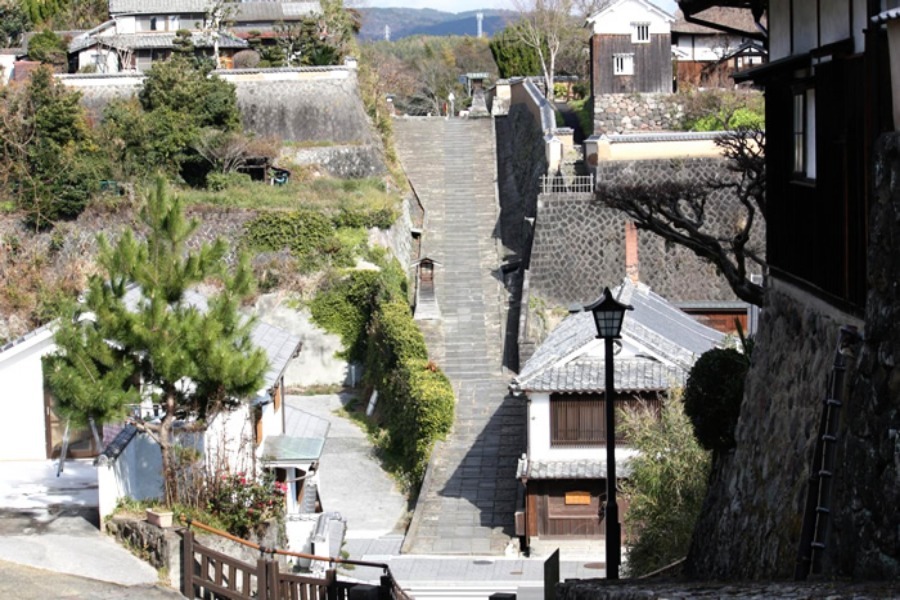 ▲映画のロケ地となった杵築市中心部の城下町 映画のロケ地となった杵築市中心部の城下町