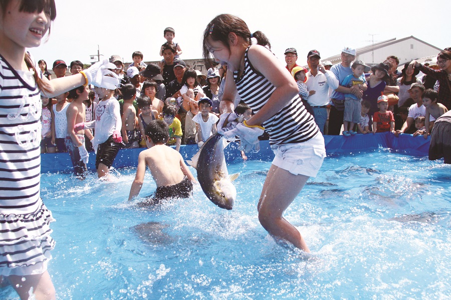 カンパチ「海の桜勘」のつかみどり カンパチ「海の桜勘」のつかみどり