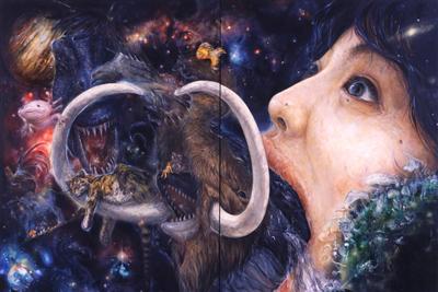 特別企画展「松井えり菜 顔の惑星」では、約40点の作品が展示