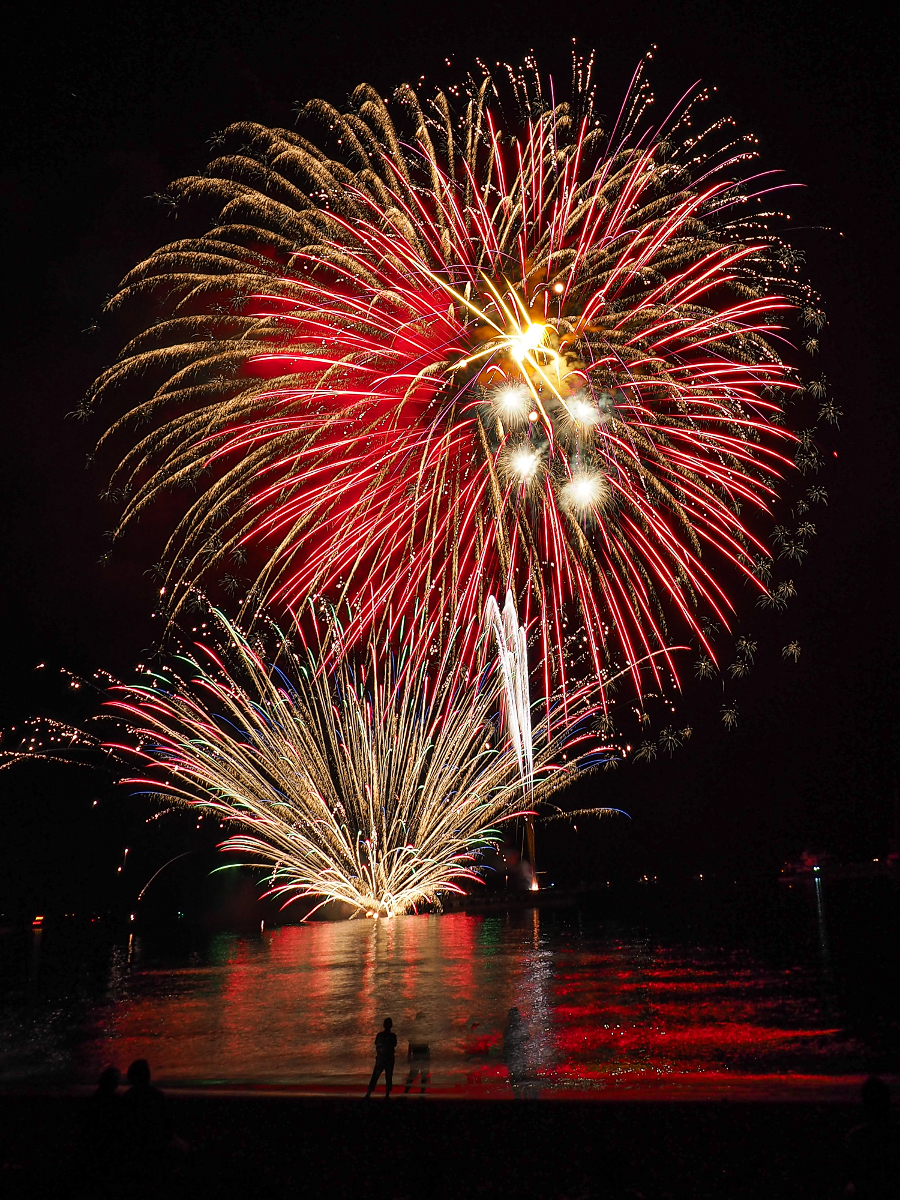 福津市納涼花火大会の撮影で入選「海に咲く花」(撮影:島村直幸) 福津市納涼花火大会の撮影で入選「海に咲く花」撮影:島村直幸