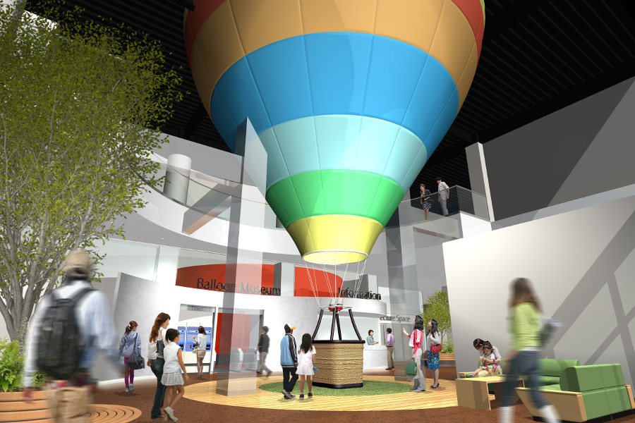 吹き抜けのエントランスに、本物のバルーンが展示(イメージ) 吹き抜けのエントランスに、本物のバルーンが展示(イメージ)