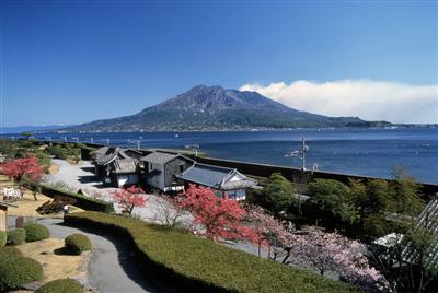 桜島、錦江湾が一望できる仙巌園