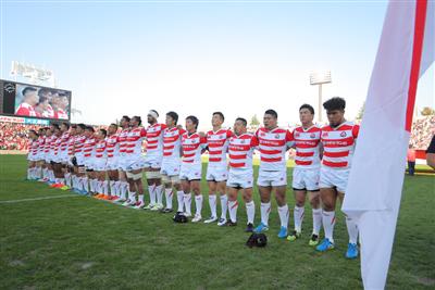 さくらのエンブレムを胸に試合に挑む日本代表　©JRFU