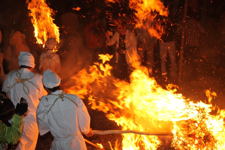 ▲炎を振り、暴れるケベスとトウバ