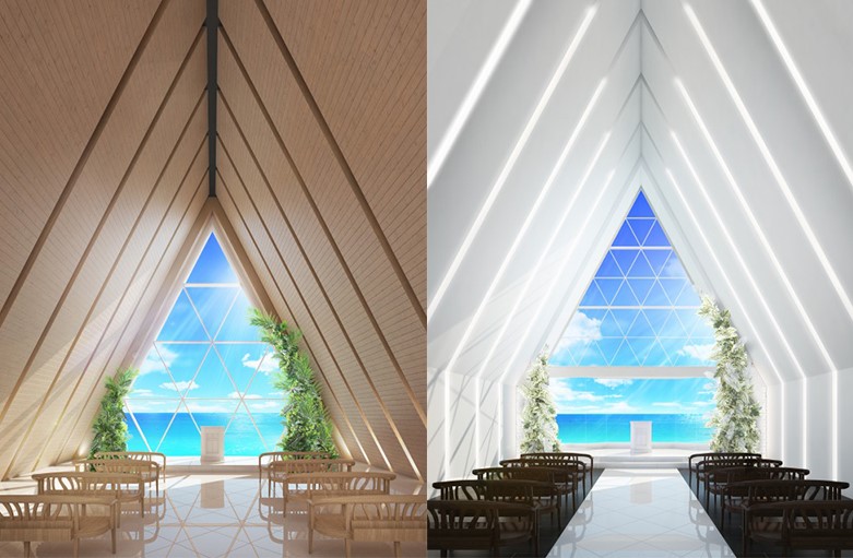 写真左「奏の教会」、右「葵の教会」