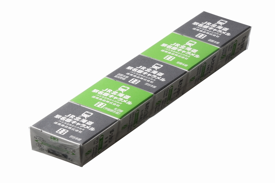 5箱1セットで全84種類! 「JR北海道駅名標キャラメル」1パッケージ 200円(税込)