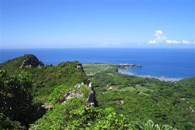 北に向かって突き出している辺戸岬の全景