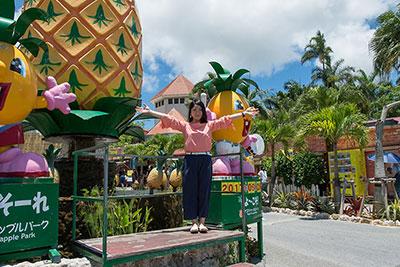 入り口には大きなパイナップル。いざパイナップル尽くしの園内へ