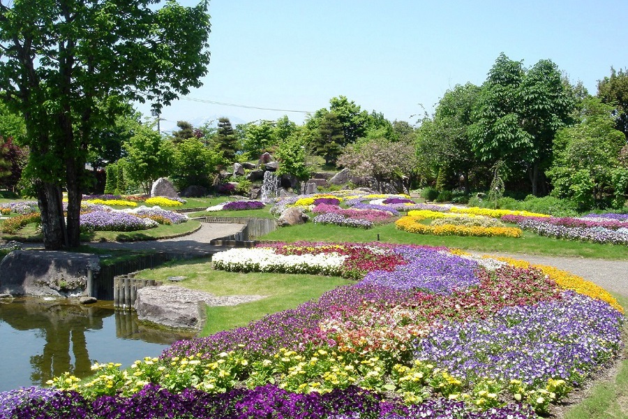 艶やかな花壇が広がる「フローラルガーデンおぶせ」