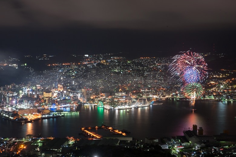 稲佐山から花火を眺める