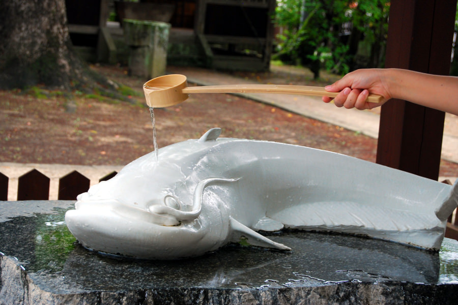 女性に大人気。白なまず様に美肌祈願