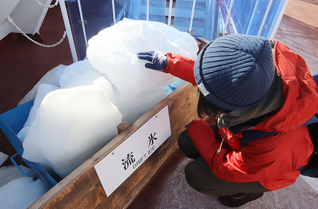 おーろら船内に設置された流氷