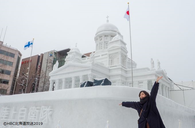 大雪像と記念撮影