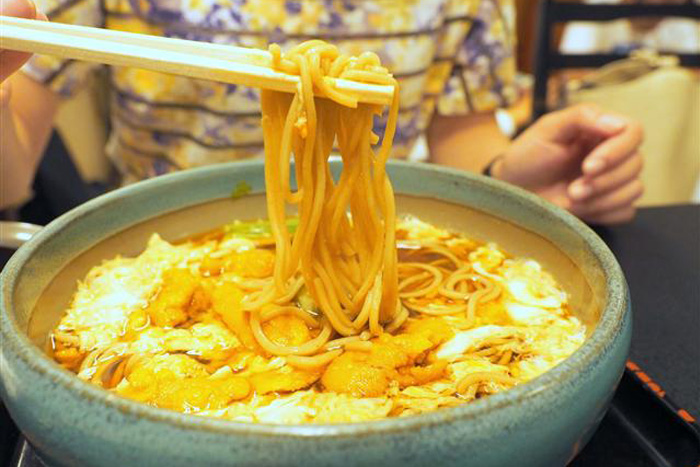 藪半の雲丹とじそば