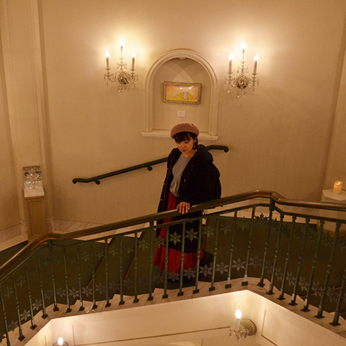 雪の美術館　らせん階段