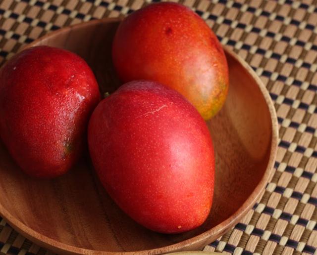 果皮の赤みが全体的に濃くなれば食べ頃