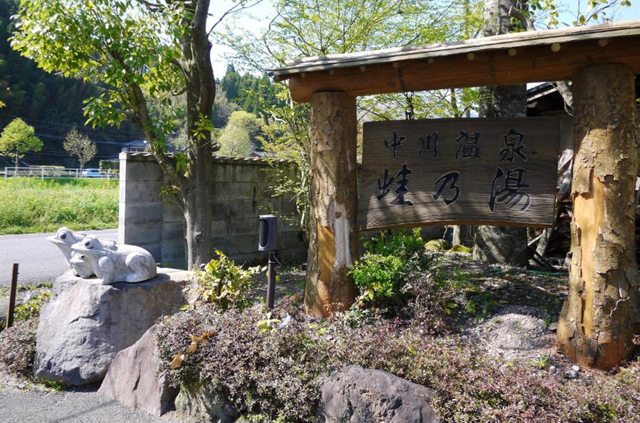 カエルがお出迎え。国道210号からは看板が目印