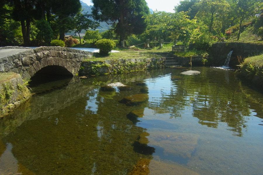 芝生から眺める池には青空が映りとても開放的 芝生から眺める池には青空が映りとても開放的